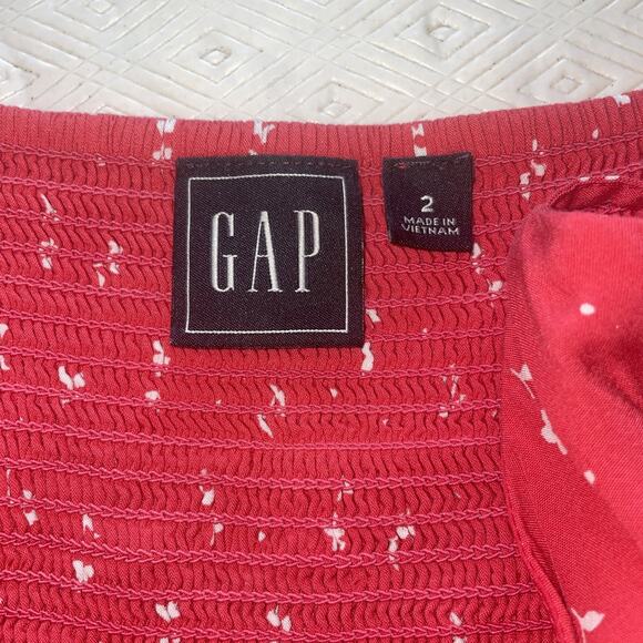 Gap Pink White Floral Sundress Adj Straps Shirred Bodice Twirly Swirly Sz 2 EUC - Picture 9 of 9